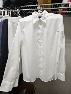 Lands' End No Iron Pinpoint Oxford Shirt - White - Size 18W